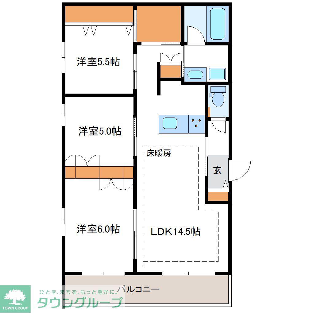PREMIUM MAISON光(3LDK/2階)の間取り写真