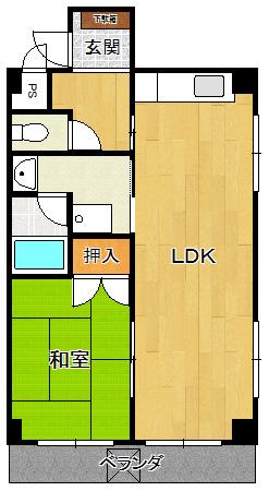 グランヴィア北夙川(1LDK/1階)の間取り写真
