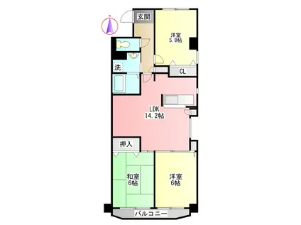 シティライフ東起(3LDK/2階)の間取り写真