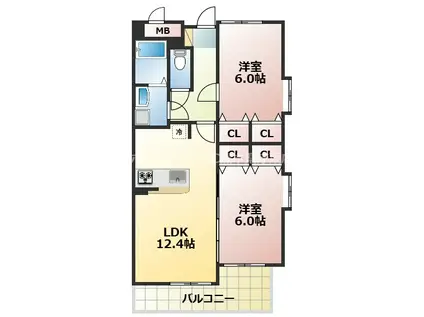 マーベラス近見(2LDK/2階)の間取り写真