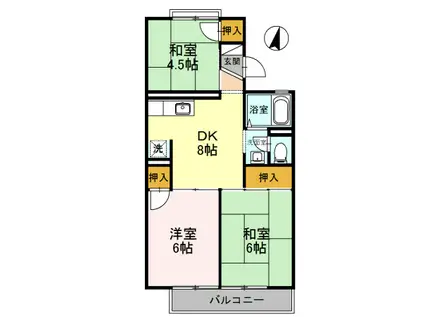 セジュール来福B棟(3DK/2階)の間取り写真