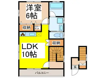 ＪＲ信越本線 篠ノ井駅 徒歩11分 2階建 築19年(1LDK/2階)の間取り写真
