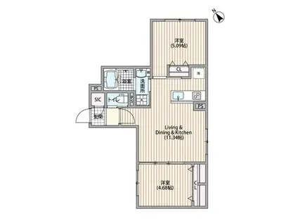 エルファーロ日暮里(2LDK/3階)の間取り写真