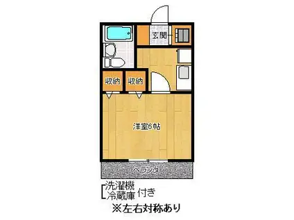 サンハイツ千駄ヶ谷(1K/1階)の間取り写真