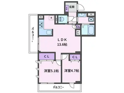 JOS RESIDENCE 高田馬場(2LDK/3階)の間取り写真