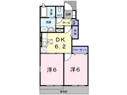 コートジュネス II(2DK/1階)の間取り写真