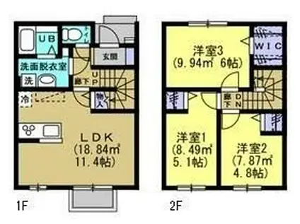 アイリーコート南小泉(3LDK/1階)の間取り写真