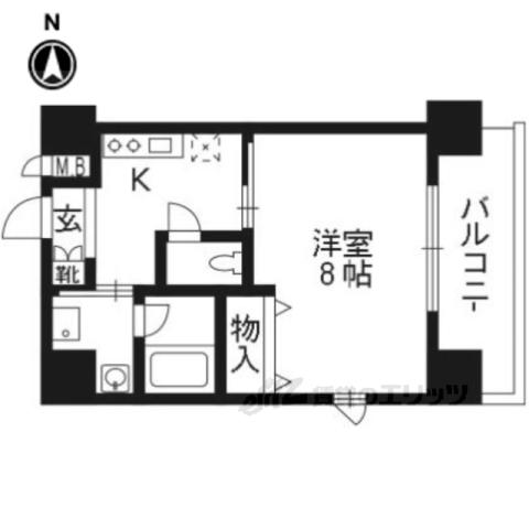 アスヴェル京都四条烏丸(1K/3階)の間取り写真