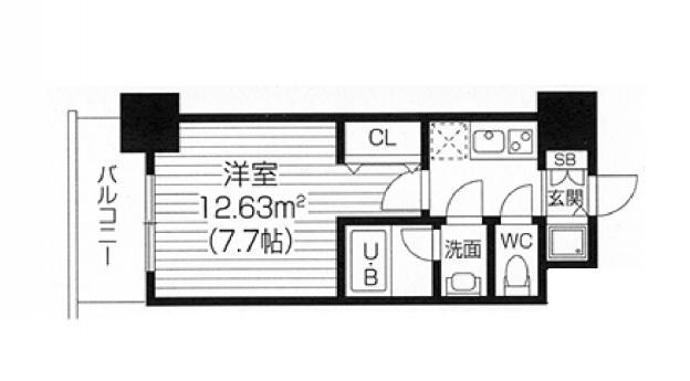 S-RESIDENCE福島LUXE(1K/15階)の間取り写真