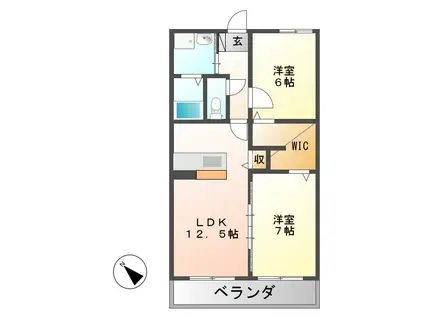 アレリア・レクレール(2LDK/1階)の間取り写真