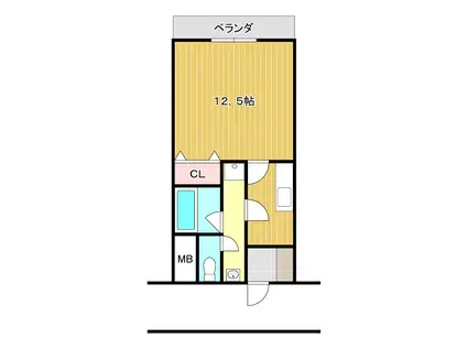 フラット(ワンルーム/1階)の間取り写真