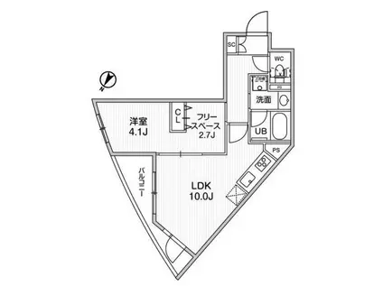 GRANDUO中目黒4(1LDK/2階)の間取り写真