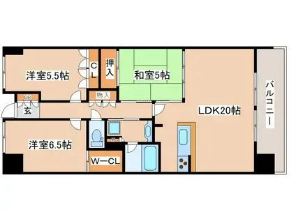 ワコーレシティ神戸三宮(3LDK/13階)の間取り写真