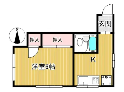 ハイツ岩澤(1K/2階)の間取り写真