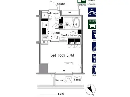 パークアクシス新板橋ウエスト(1K/9階)の間取り写真