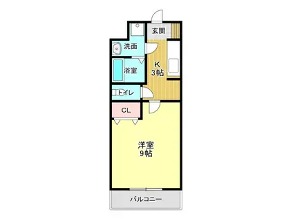 パイン・ベース(1K/2階)の間取り写真