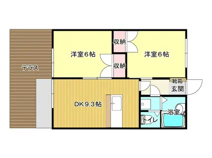 クオレ西郷B棟(2DK/1階)の間取り写真