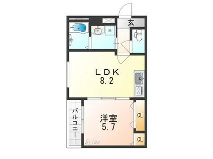 フジパレス松虫通イースト(1LDK/3階)の間取り写真