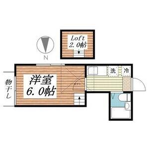 ロフティ桜木町(1K/2階)の間取り写真