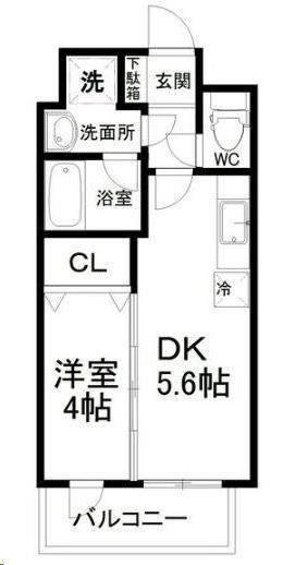 エルスタンザ子平町(1DK/2階)の間取り写真