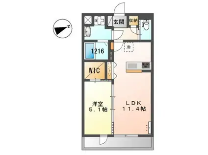 カーサ クラージュ(1LDK/2階)の間取り写真