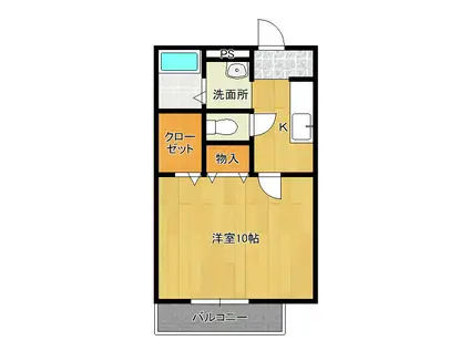 グランパークG棟(1DK/1階)の間取り写真