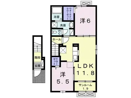 ニュー シェードB(2LDK/2階)の間取り写真