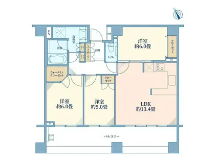 瀬田ガーデンハウス(3LDK/9階)の間取り写真