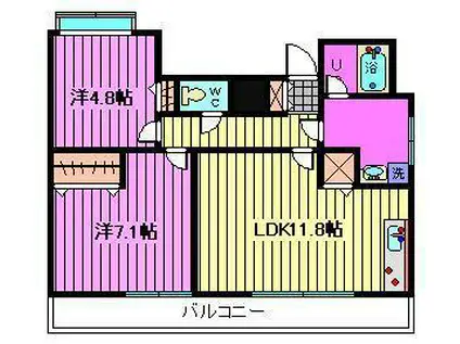 ＪＲ京浜東北線 北浦和駅 徒歩10分 3階建 築21年(2LDK/3階)の間取り写真