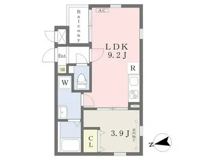 ターナ・シェリム(1LDK/2階)の間取り写真