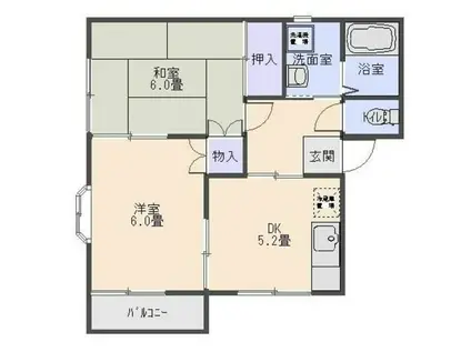 ルーバン(2K/2階)の間取り写真