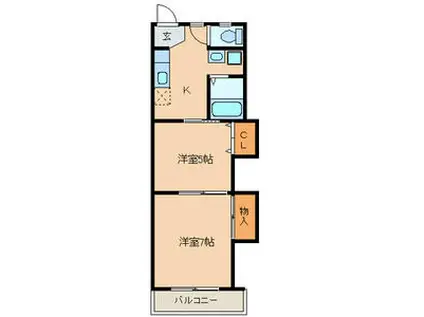 シャンポールY(2K/2階)の間取り写真