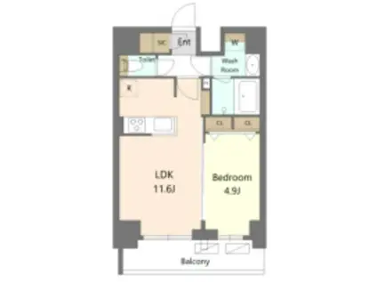 S-RESIDENCE新宿早稲田AVELIS(1LDK/7階)の間取り写真