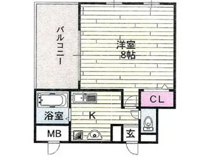 ジェヌイン本山(1K/4階)の間取り写真