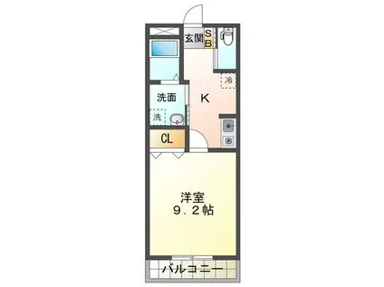 シティライフ三日市(1K/2階)の間取り写真