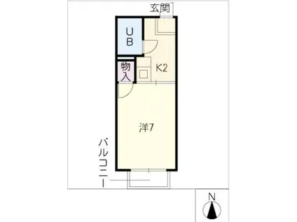 コーポ宮前(1K/1階)の間取り写真