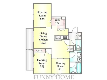 大崎4丁目メゾン(3LDK/2階)の間取り写真