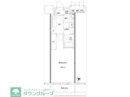 ベルヴュコート湘南(1K/4階)の間取り写真