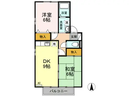 グランシャリオ21 A(2DK/2階)の間取り写真