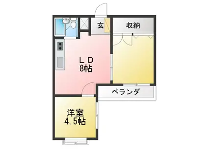 エルドラド香貫(2DK/4階)の間取り写真