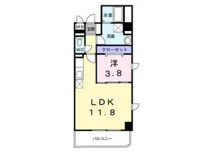 巽北ロイヤルマンション(1LDK/2階)の間取り写真