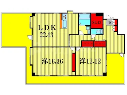 ロイヤルグリーン松戸(2LDK/5階)の間取り写真