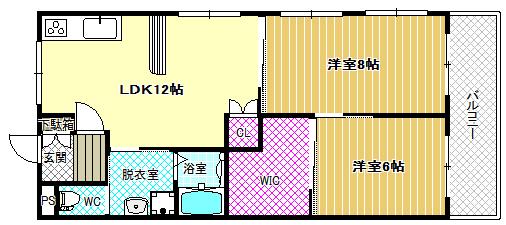 第3コーポ平野(2LDK/3階)の間取り写真