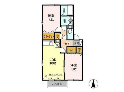 ウェール ルピナ B(2LDK/2階)の間取り写真