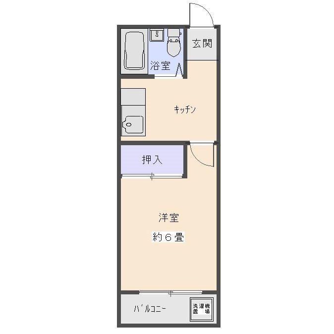 グリーンフィールド(1K/2階)の間取り写真