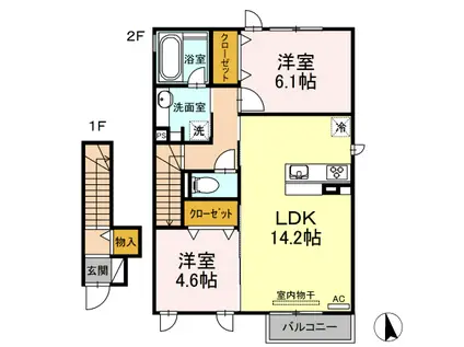 ルーチェ・デル・ソーレ(2LDK/2階)の間取り写真