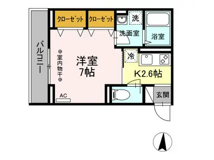 アビタシオン中央林間(1K/2階)の間取り写真