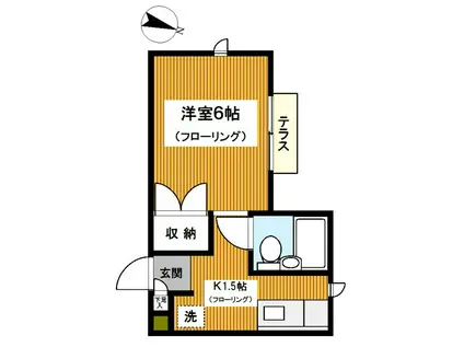 ライブラK(1K/1階)の間取り写真