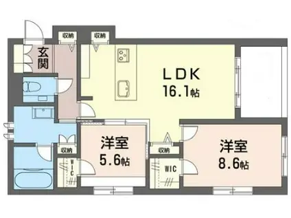 ウィズ プラス 千川 ウエスト(2LDK/2階)の間取り写真