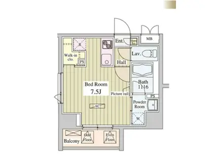 SK-ONE市ヶ谷(1K/11階)の間取り写真
